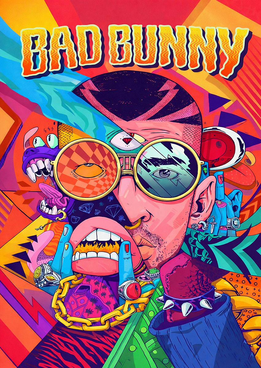 Bad Bunny Pop Art Canvas Print & Poster Wall Art - AI PRINT LAB